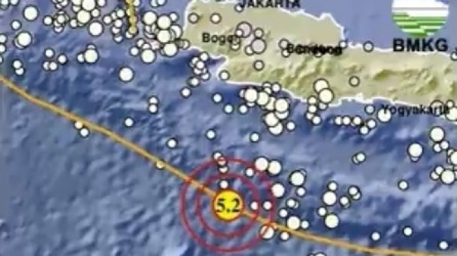 Gempa Sukabumi berkekuatan 5,2 Magnitudo terjadi dini hari, Senin (23/12/2024). [Twitter BMKG]