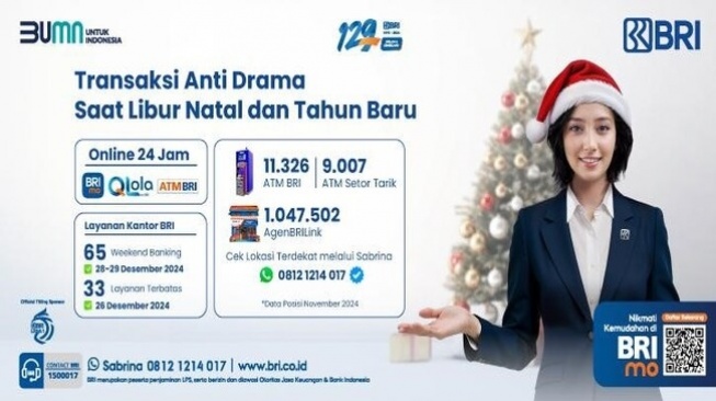 Layanan Terbatas Tetap Hadir, Cek Jadwal Operasional BRI saat Nataru di Sini!